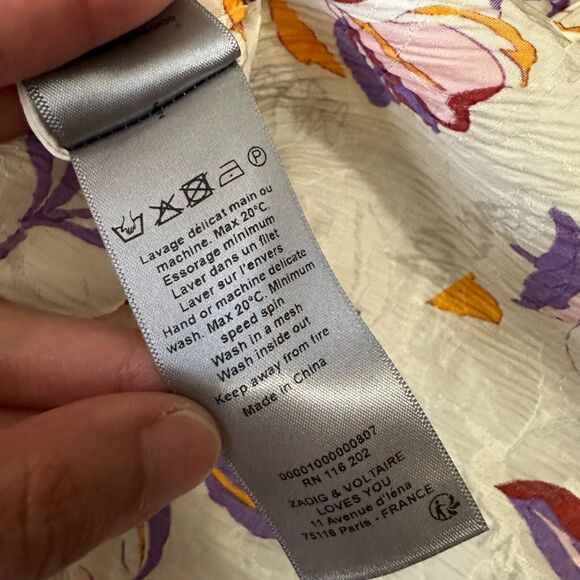 ZADIG & VOLTAIRE Tink Jac Cut Flowers Blouse V-Neck Multicolor - Picture 9 of 11